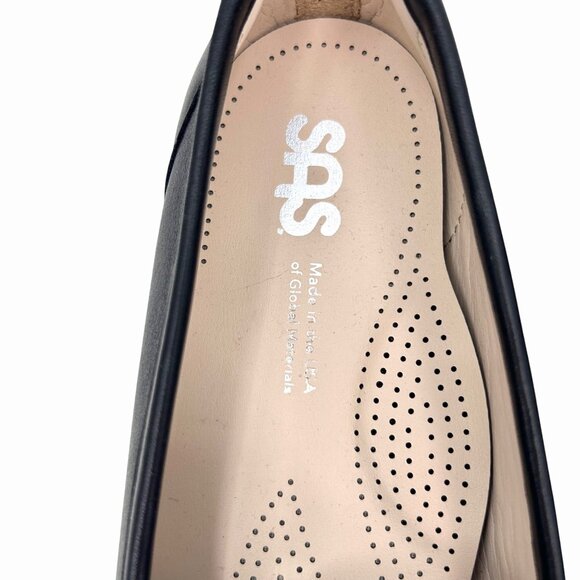 NWOT SAS METRO BLACK LEATHER CUSHIONED LOAFERS W/ SILVER METAL ACCENT - 9W - Picture 6 of 9